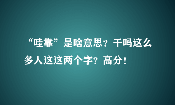 “哇靠”是啥意思？干吗这么多人这这两个字？高分！