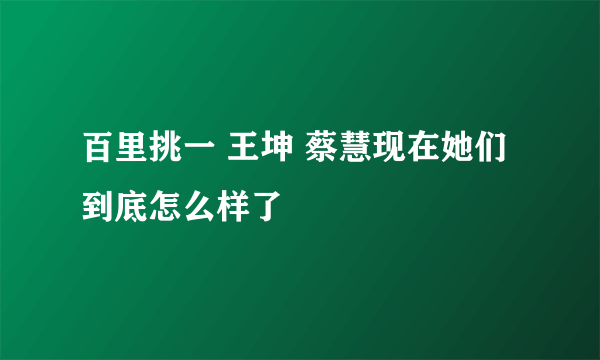 百里挑一 王坤 蔡慧现在她们到底怎么样了