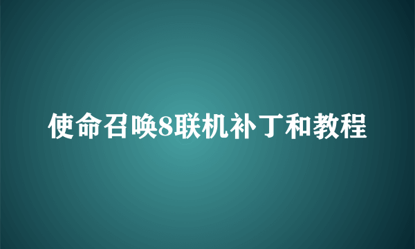 使命召唤8联机补丁和教程