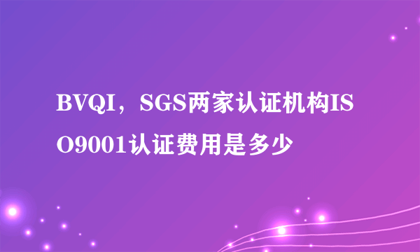 BVQI，SGS两家认证机构ISO9001认证费用是多少