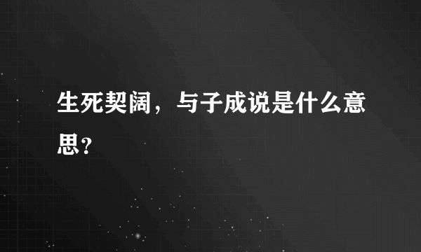 生死契阔，与子成说是什么意思？