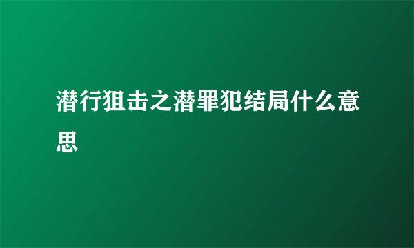 潜行狙击之潜罪犯结局什么意思