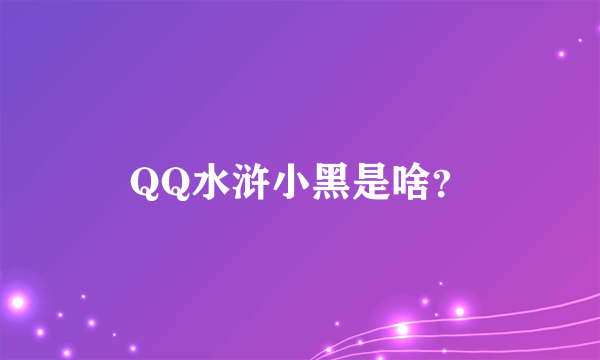 QQ水浒小黑是啥？