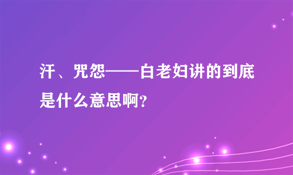 汗、咒怨——白老妇讲的到底是什么意思啊？