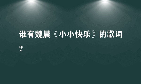 谁有魏晨《小小快乐》的歌词？