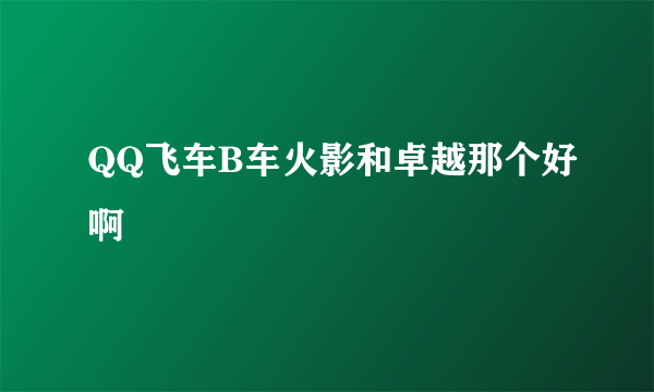 QQ飞车B车火影和卓越那个好啊