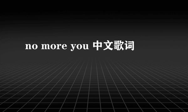 no more you 中文歌词