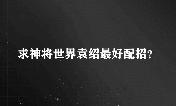 求神将世界袁绍最好配招？