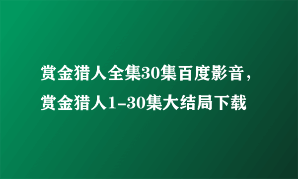 赏金猎人全集30集百度影音，赏金猎人1-30集大结局下载