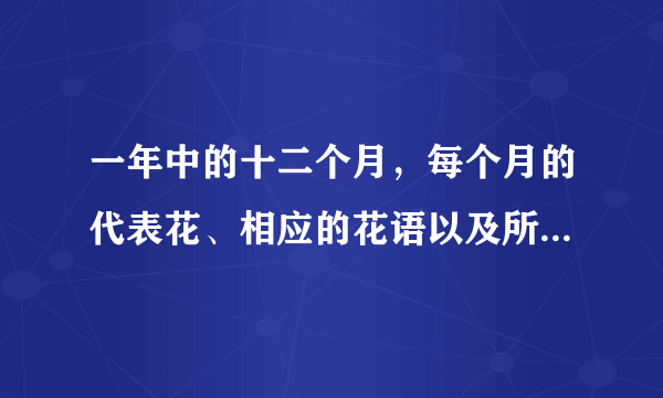 一年中的十二个月，每个月的代表花、相应的花语以及所表达的含义是什么呢？