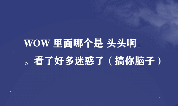 WOW 里面哪个是 头头啊。。看了好多迷惑了（搞你脑子）