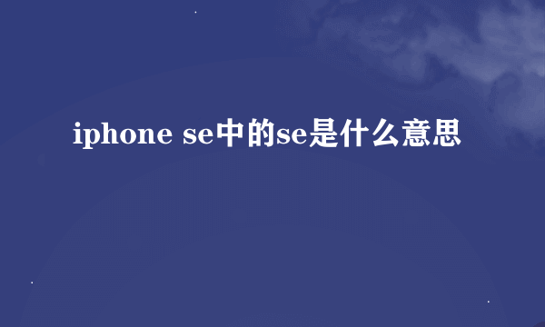 iphone se中的se是什么意思