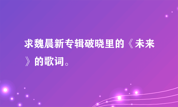 求魏晨新专辑破晓里的《未来》的歌词。