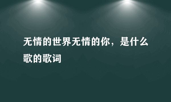 无情的世界无情的你，是什么歌的歌词