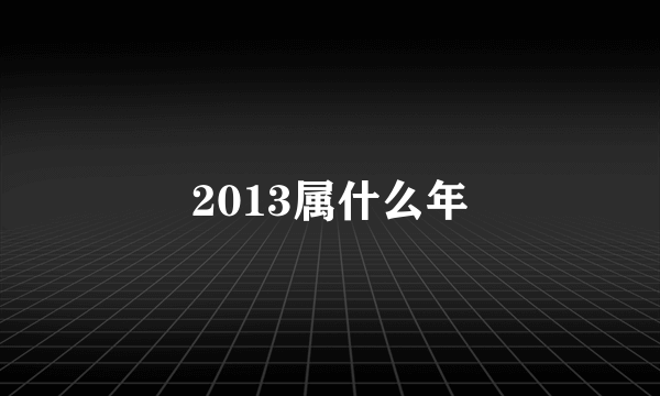 2013属什么年