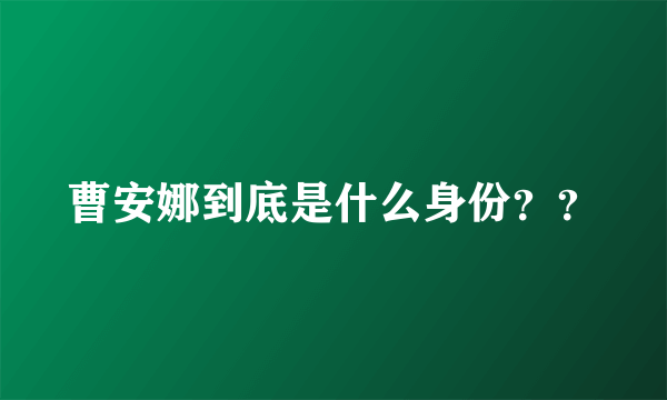 曹安娜到底是什么身份？？