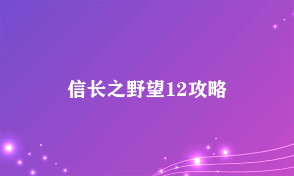 信长之野望12攻略