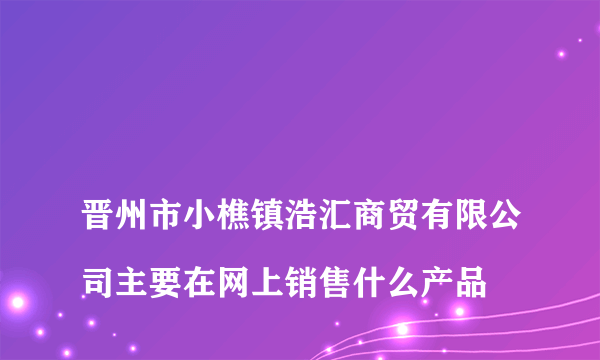 
晋州市小樵镇浩汇商贸有限公司主要在网上销售什么产品

