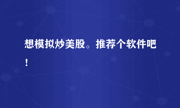 想模拟炒美股。推荐个软件吧！