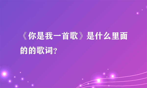 《你是我一首歌》是什么里面的的歌词？