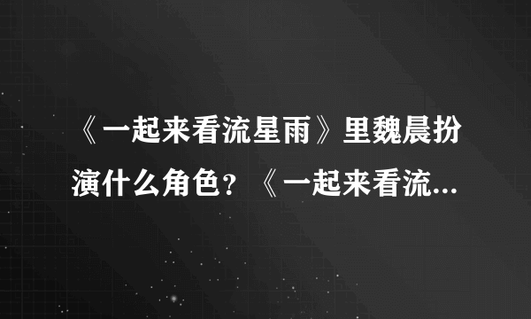 《一起来看流星雨》里魏晨扮演什么角色？《一起来看流星雨》几时首播？