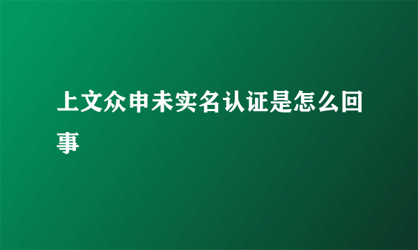 上文众申未实名认证是怎么回事