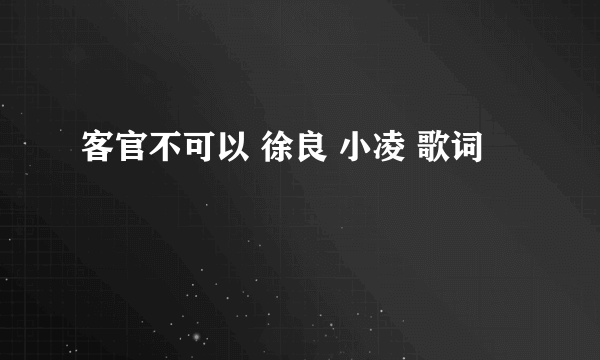 客官不可以 徐良 小凌 歌词