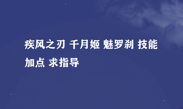 疾风之刃 千月姬 魅罗刹 技能加点 求指导