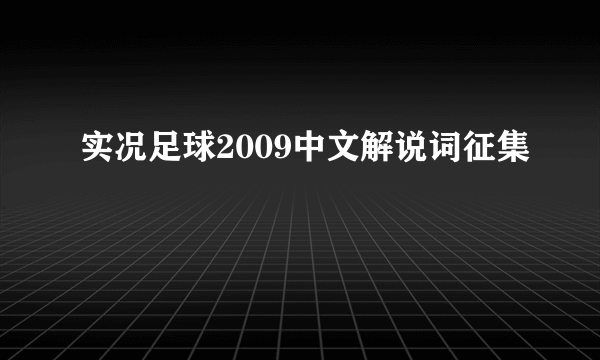 实况足球2009中文解说词征集