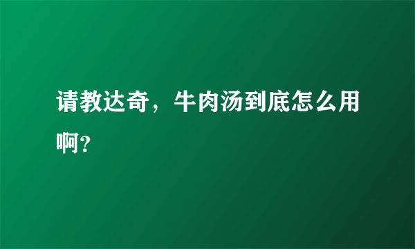 请教达奇，牛肉汤到底怎么用啊？