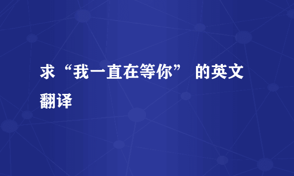 求“我一直在等你” 的英文翻译