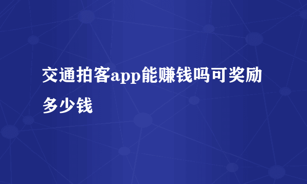 交通拍客app能赚钱吗可奖励多少钱