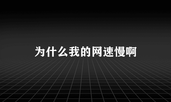 为什么我的网速慢啊