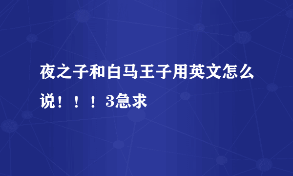 夜之子和白马王子用英文怎么说！！！3急求