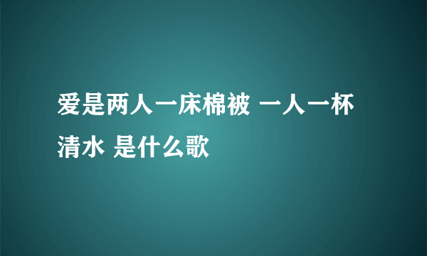 爱是两人一床棉被 一人一杯清水 是什么歌