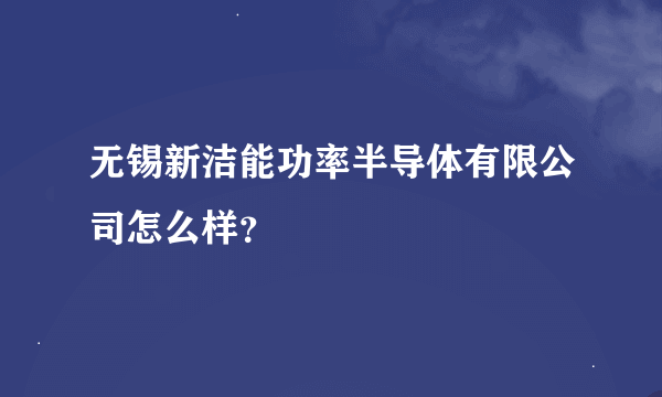 无锡新洁能功率半导体有限公司怎么样？