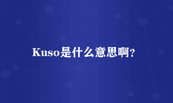 Kuso是什么意思啊？