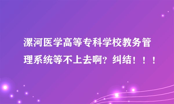 漯河医学高等专科学校教务管理系统等不上去啊？纠结！！！