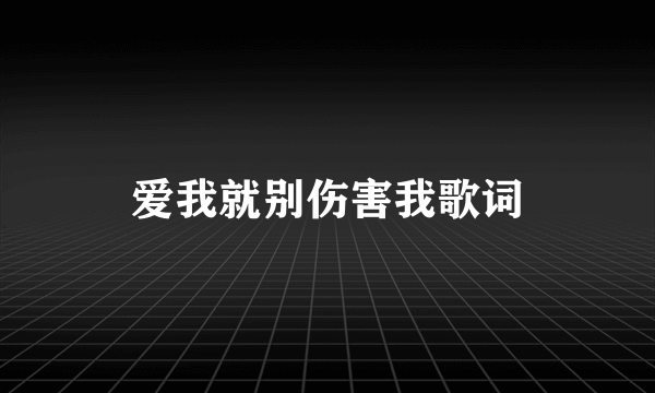 爱我就别伤害我歌词