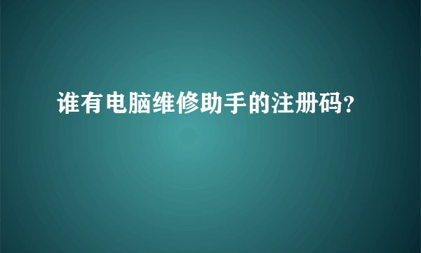 谁有电脑维修助手的注册码？