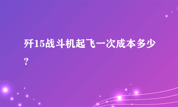 歼15战斗机起飞一次成本多少?