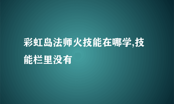 彩虹岛法师火技能在哪学,技能栏里没有