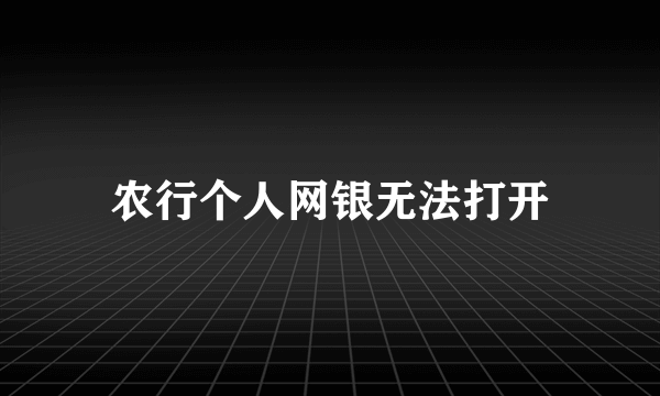 农行个人网银无法打开