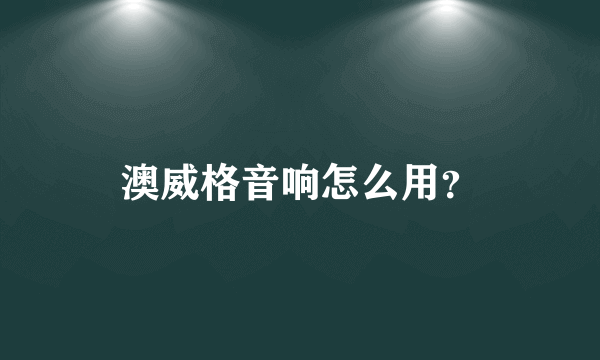 澳威格音响怎么用？