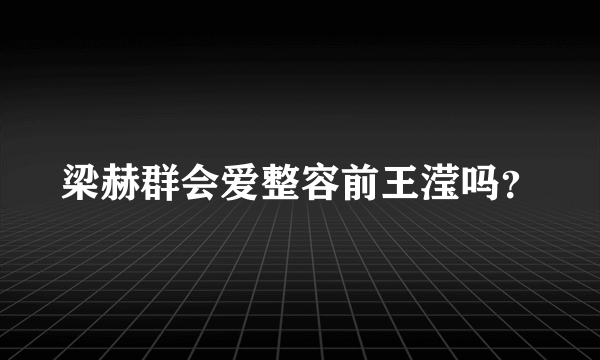 梁赫群会爱整容前王滢吗？