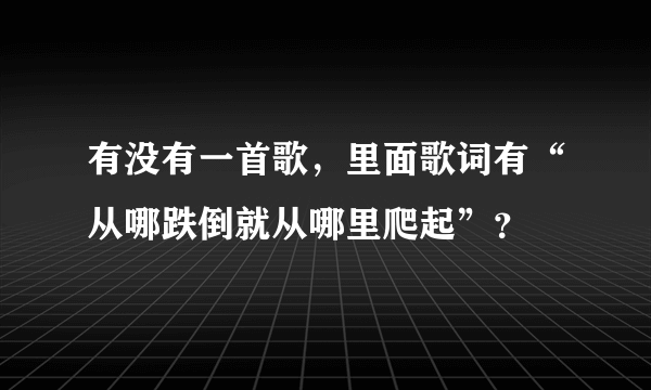 有没有一首歌，里面歌词有“从哪跌倒就从哪里爬起”？