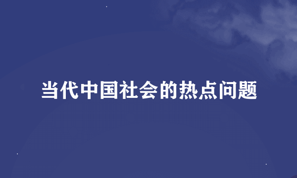 当代中国社会的热点问题