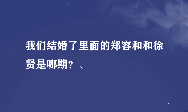 我们结婚了里面的郑容和和徐贤是哪期？、