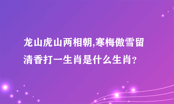 龙山虎山两相朝,寒梅傲雪留清香打一生肖是什么生肖？