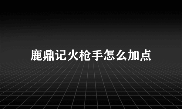 鹿鼎记火枪手怎么加点